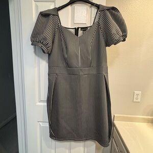 Elegant Black and White Striped Dress